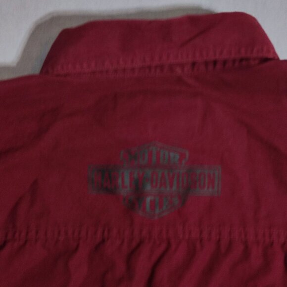 Harley-Davidson casual button down shirt men's size L maroon printed brand name - Picture 6 of 13